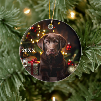 Décoration En Céramique Chocolat Labrador Chien Chien Chien de Noël Orneme
