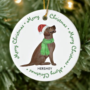 Décoration En Céramique Chocolat Labrador Retriever Chien Joyeux Noël