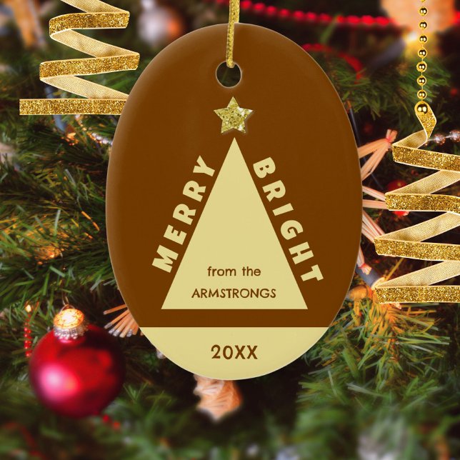 Décoration En Céramique Chocolate Family Photo Minimalist Keepsake (Chocolate Merry Bright Family Photo Christmas Ceramic Ornament ©Susanne Sachers - Sunny Mind 🌞)