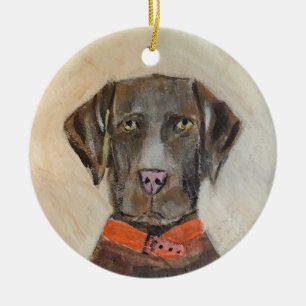 Décoration En Céramique Chocolate Lab Ornament Dog Christmas Labrador
