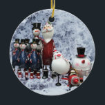 Décoration En Céramique Choeur Tin de Noël, avec Père Noël, Snowman, Pingo<br><div class="desc">Cet ornement d'arbre coloré présente tous les personnages traditionnels de Noël préférés,  le Père Noël,  un soldat à l'ancienne,  un bonhomme de neige,  le pingouin,  tous fabriqués à partir de l'étain contre une scène enneigée.</div>