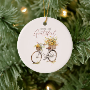 Décoration En Céramique Choisissez d'être reconnaissant - Vélo et automne