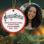 Décoration En Céramique Chorale du lycée Rouge Noël personnalisé<br><div class="desc">Cet ornement moderne de Noël de chorale rouge du lycée présente le nom de l'élève et de la chorale sous l'équipe musicale avec la clef et des notes de musique. Personnaliser pour un chanteur,  un professeur de chorale ou un réalisateur pour un grand cadeau de remise de diplômes.</div>