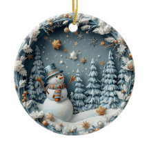 Chouette bleue 3D Noël mignon heureux