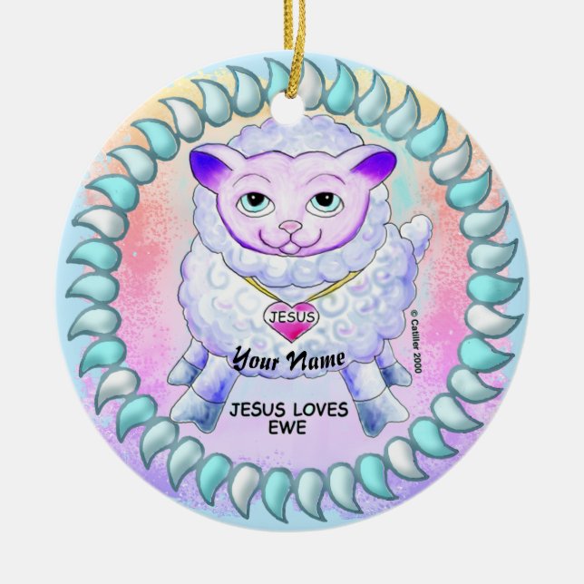 Décoration En Céramique Christian Jesus Loves You  (Devant)