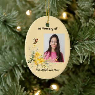 Décoration En Céramique Christian Memorial Hummingbird Yellow Roses