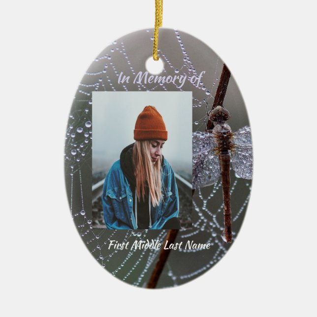 Décoration En Céramique Christian Memorial Keepsake Dragonfly Dewdrops (Devant)