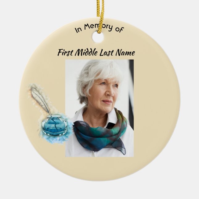 Décoration En Céramique Christian Memorial Keepsake Feather Pen  (Devant)