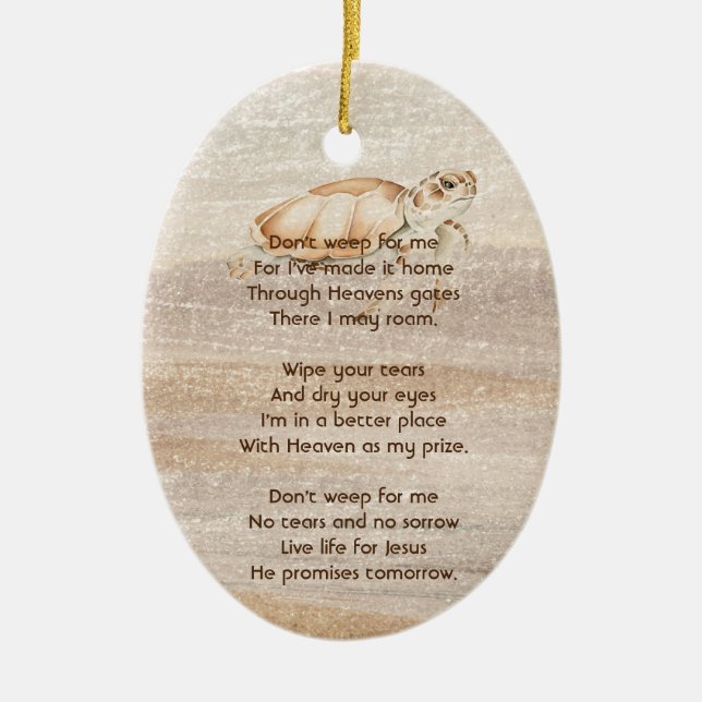 Décoration En Céramique Christian Memorial Photo Sandy Beach Sea Turtle (Devant)