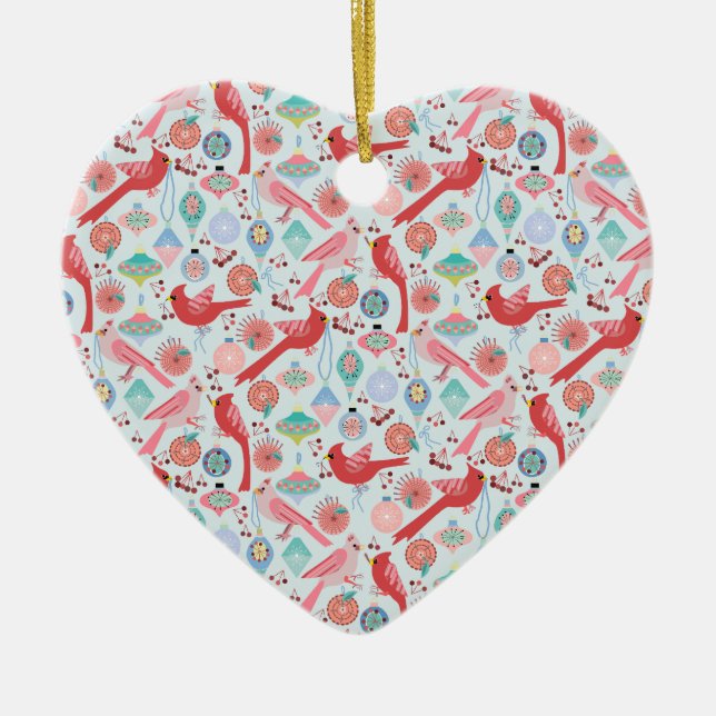 Décoration En Céramique Christmas Cardinals Midcentury Modern (Devant)