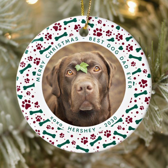 Décoration En Céramique Christmas CHIEN DAD Personnaliser Pet Photo Emprei (Créateur téléchargé)