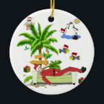 Décoration En Céramique Christmas Circle Ornament, Summer Beach Bum Santa<br><div class="desc">Noël Circle Ornement Quelque chose pour tout le monde offre des articles personnalisés customisés spécialement pour vous conçu pour améliorer la beauté de votre maison ou d'un être cher. Ce décor de cercle de Noël unique impressionne vos amis et votre famille. Les gens aiment boire leur chocolat chaud préféré ou...</div>