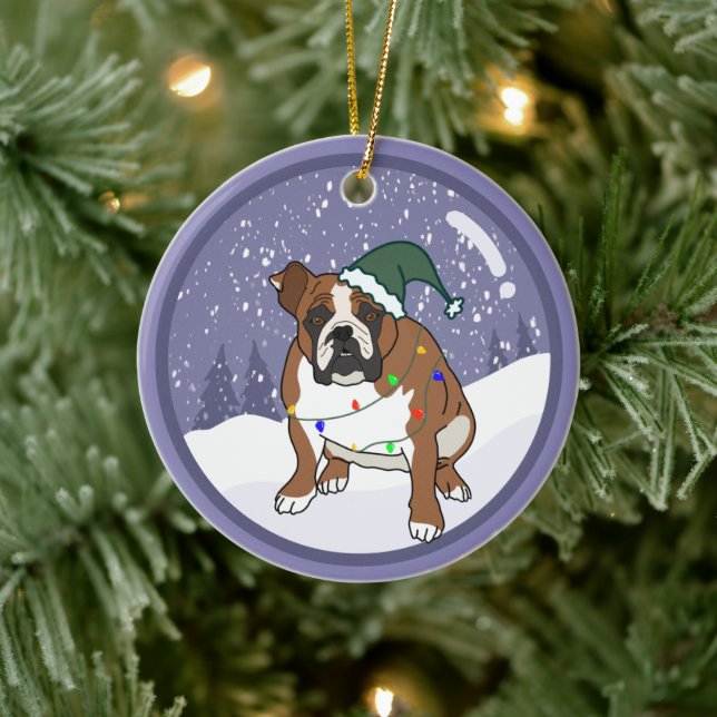 Décoration En Céramique Christmas Holiday English Bulldog (Arbre)