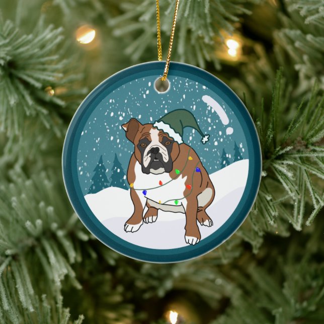 Décoration En Céramique Christmas Holiday English Bulldog (Arbre)