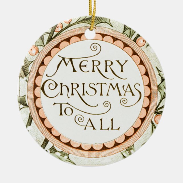 Décoration En Céramique Christmas Holly Jolie Antique Salutation (Devant)