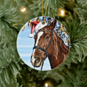 Décoration En Céramique Christmas horse with hat