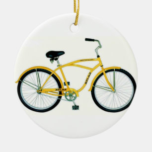 DÉCORATION EN CÉRAMIQUE CHRISTMAS ORNAMENT DE VÉLO JAUNE