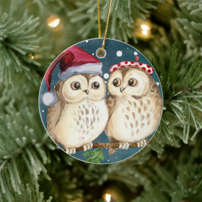Décoration En Céramique Christmas owls Ceramic Ornament (Arbre)