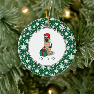 Décoration En Céramique Christmas Santa Hat German Shepherd Dog Cute