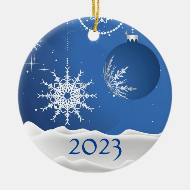 Décoration En Céramique Christmas Snowflake Snow Ornament 2023 Ajouter le  (Devant)
