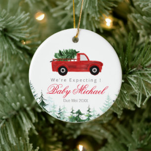 Décoration En Céramique Christmas Truck We're Expecting Parents Ornament