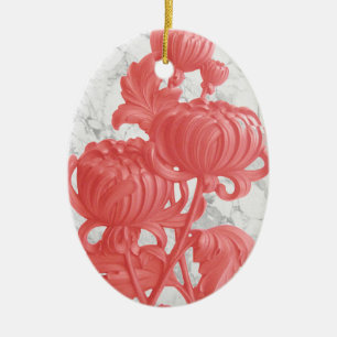 Décoration En Céramique Chrysanthème rose