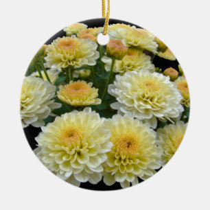 Décoration En Céramique Chrysanthèmes citron meringue