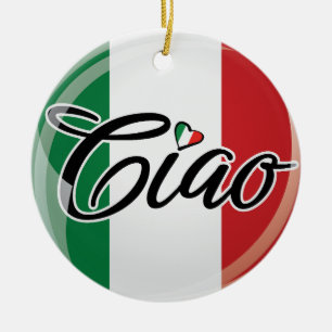 Décoration En Céramique Ciao Italien Drapeau Design Coeur