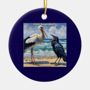 Décoration En Céramique Cigogne Corbeau Fou – Bavarderie d'oiseaux de plag