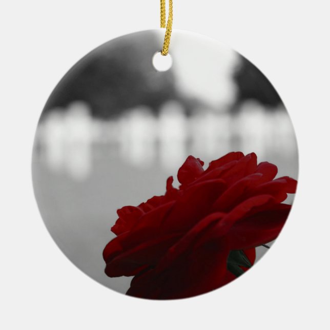 Décoration En Céramique Cimetière et Rose rouge - Fête commémorative (Devant)