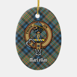 Décoration En Céramique Cimier du clan MacLellan sur tartan ancien