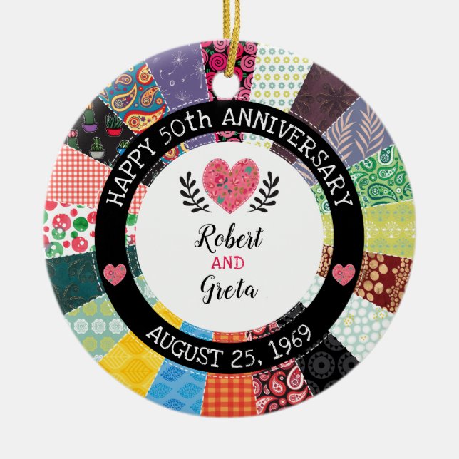 Décoration En Céramique Cinquantième anniversaire personnalisé, édredon de (Devant)