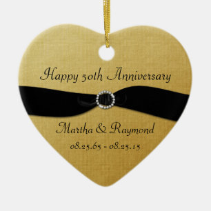 Décoration En Céramique cinquantième Diamants de ruban de noir d'or de