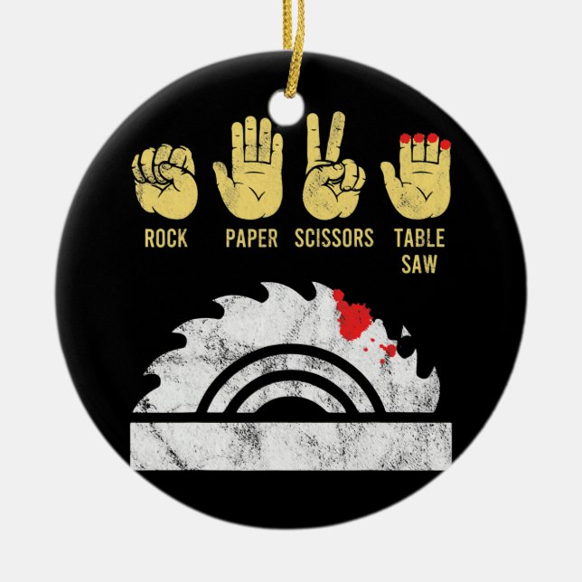 Décoration En Céramique Ciseaux de papier rocheux Table scie bois (Devant)