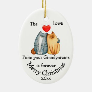 Décoration En Céramique Citation de Noël Amour de chat de grand-parents