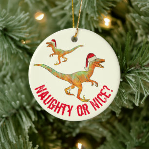 Décoration En Céramique Citation drôle de dinosaure raptor père Noël