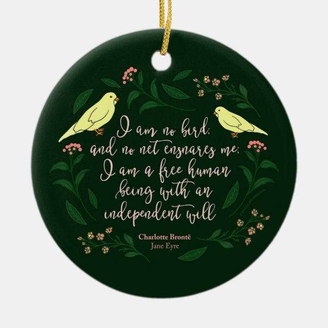 Décoration En Céramique Citation florale verte Jane Eyre Charlotte Bronte (Devant)
