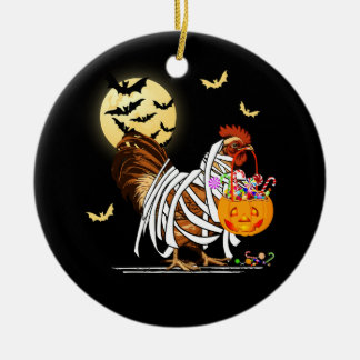 Décoration En Céramique Citrouille de momie de poulet de ferme Jack-o'-lan