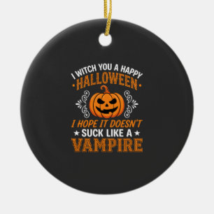 Décoration En Céramique Citrouille de vampire drôle d'Halloween