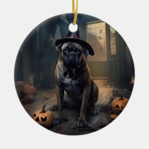 Décoration En Céramique Citrouilles Bullmastiff Halloween Épouvantables