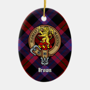 Décoration En Céramique Clan Brown Crest sur Tartan