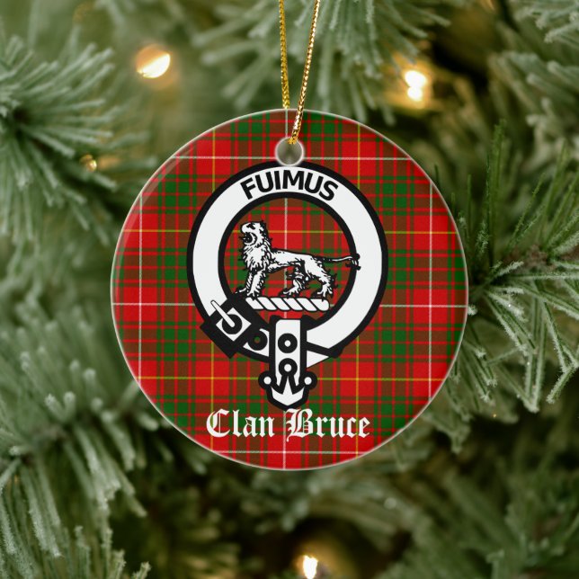 Décoration En Céramique Clan Bruce Crest Badge et Tartan (Arbre)