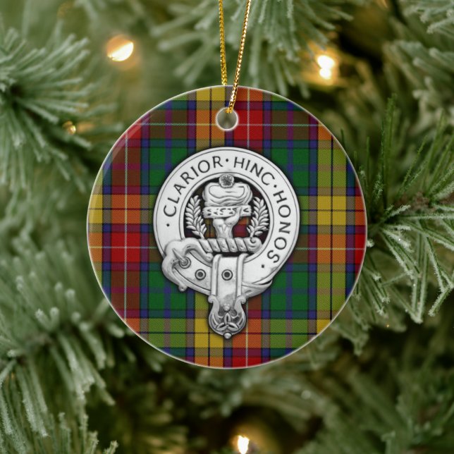 Décoration En Céramique Clan Buchanan Crest & Tartan (Arbre)