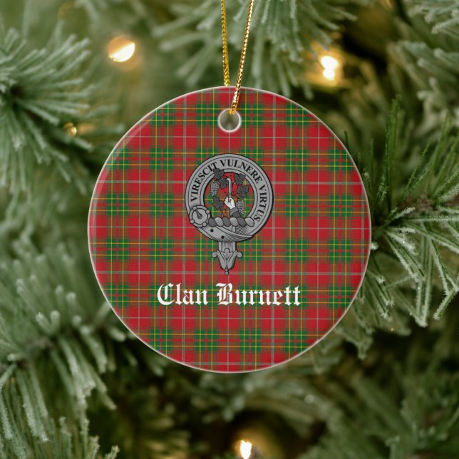Décoration En Céramique Clan Burnett Crest Badge & Tartan (Arbre)