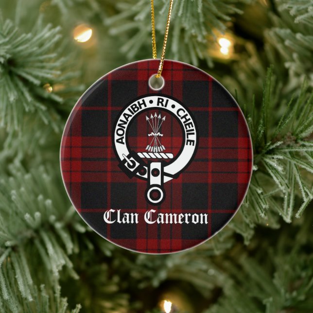 Décoration En Céramique Clan Cameron Crest Badge et Tartan (Arbre)