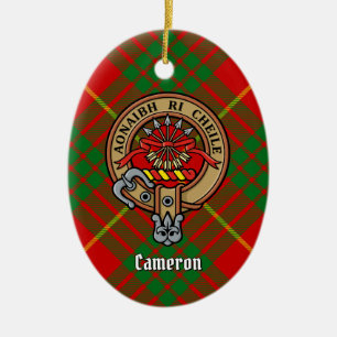 Décoration En Céramique Clan Cameron Crest sur Tartan
