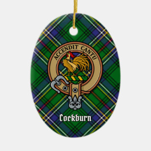 Décoration En Céramique Clan Cockburn Crest sur Tartan