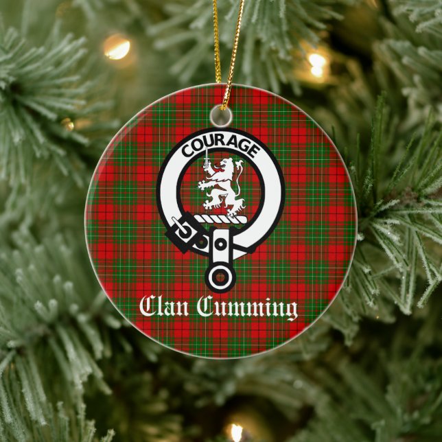 Décoration En Céramique Clan Cumming Crest Badge et Tartan Personnalisé (Arbre)