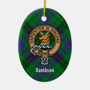 Décoration En Céramique Clan Davidson Crest sur Tartan