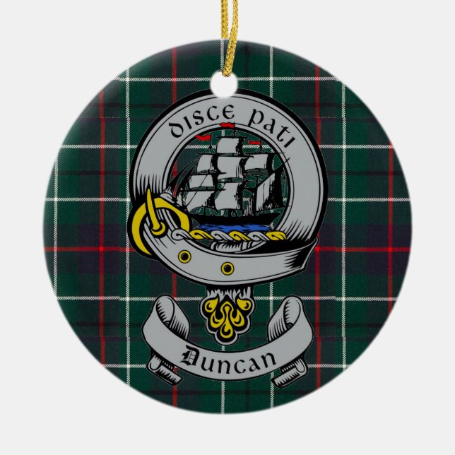 Décoration En Céramique Clan Duncan Crest Badge & Tartan personnalisable (Devant)